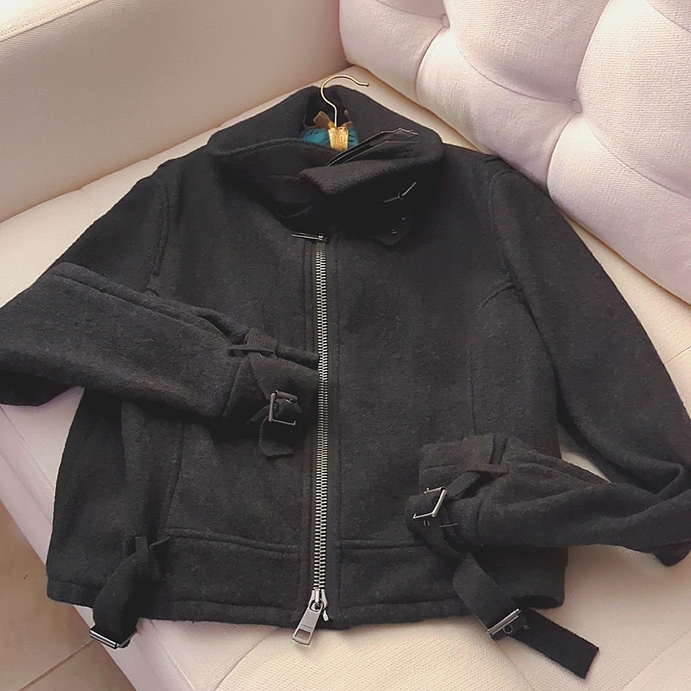 Burberry Brit wool charcoal motorcycle jacket in a XL